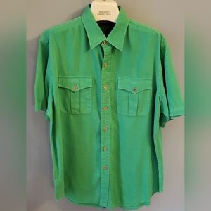 Polo Ralph Lauren Linen/Cotton Green Short Sleeve Casual Shirt Xlarge